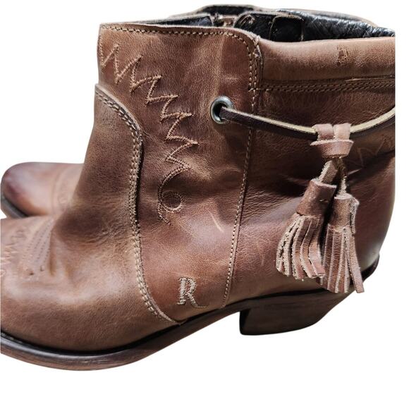 Justin REBA western cowboy boots size 6.5 low ankle booties‎ brown leather - Picture 5 of 10